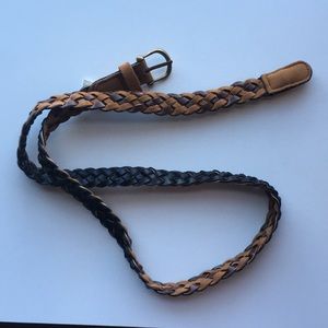 Brown braided belt, black reversible